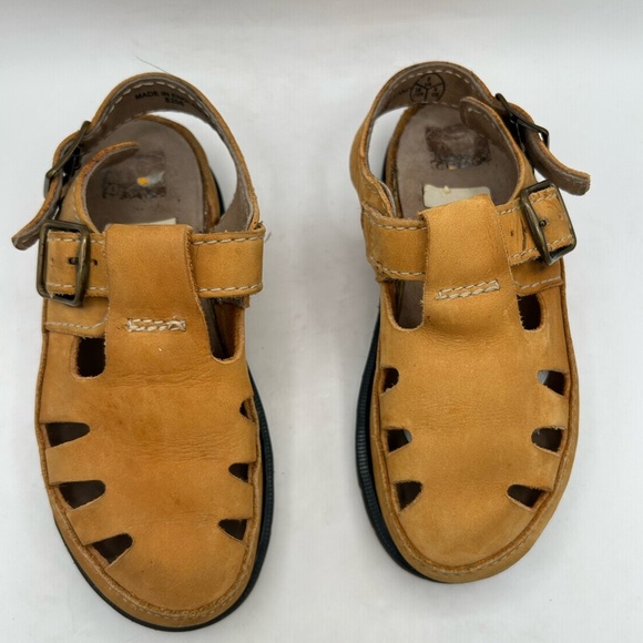 VINTAGE Dr Martens Suede Leather camel Tan  Fisherman Sandal Made ENGLAND 7 - Picture 5 of 12